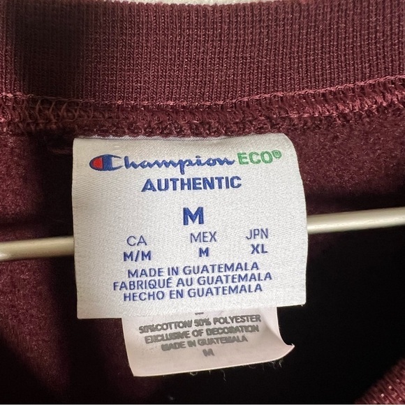Champion Eco Glory to Glory Graphic Maroon Red Crew Neck Sweatshirt Size Medium - Picture 7 of 8
